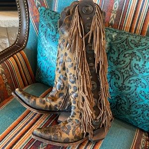 NEW with Tag! Sassy Tall Liberty Black Women's Chita Miel Fringe Boots! Size 7